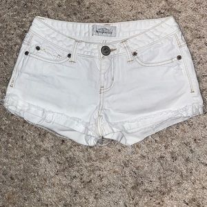 Aeropostale Y2K low-rise White ripped hem shorts